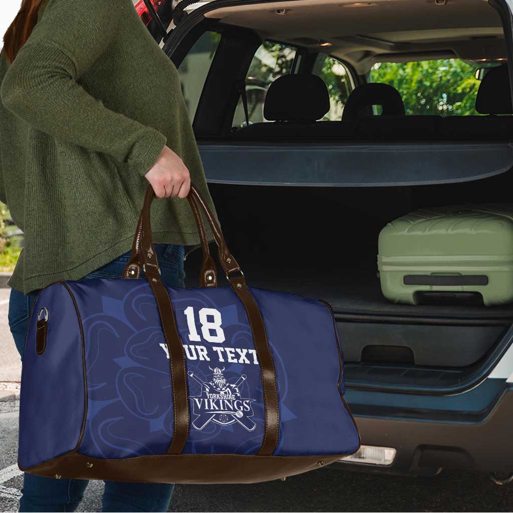 Custom Yorkshire Viking Spirit Travel Bag White Rose of York Navy Version - Wonder Print Shop