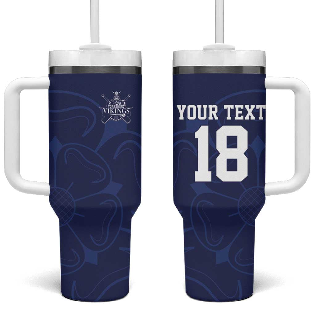 Custom Yorkshire Viking Spirit Tumbler With Handle White Rose of York Navy Version - Wonder Print Shop