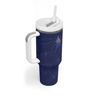Custom Yorkshire Viking Spirit Tumbler With Handle White Rose of York Navy Version - Wonder Print Shop