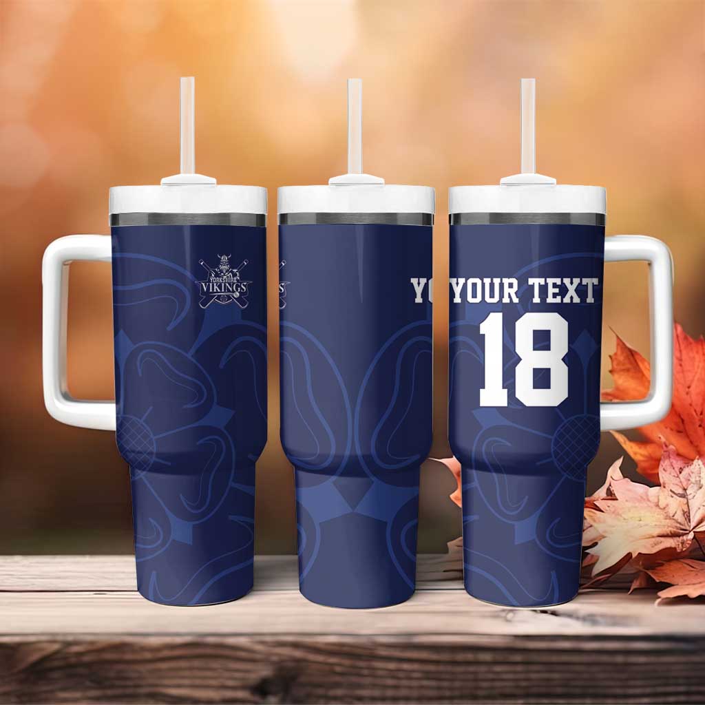 Custom Yorkshire Viking Spirit Tumbler With Handle White Rose of York Navy Version - Wonder Print Shop