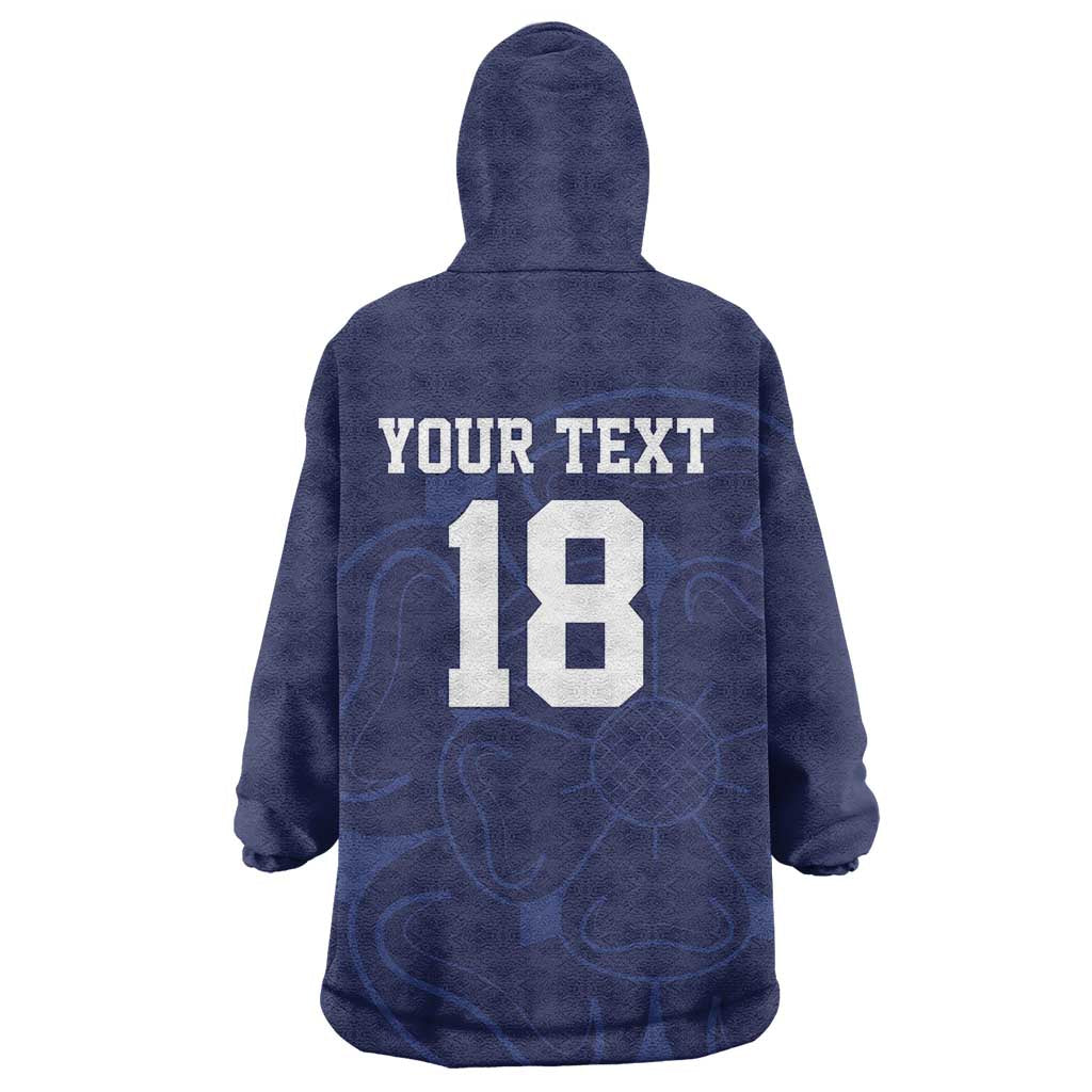 Custom Yorkshire Viking Spirit Wearable Blanket Hoodie White Rose of York Navy Version - Wonder Print Shop