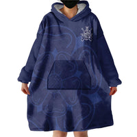 Custom Yorkshire Viking Spirit Wearable Blanket Hoodie White Rose of York Navy Version - Wonder Print Shop