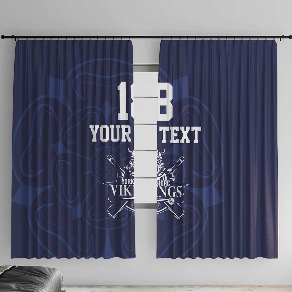 Custom Yorkshire Viking Spirit Window Curtain White Rose of York Navy Version - Wonder Print Shop