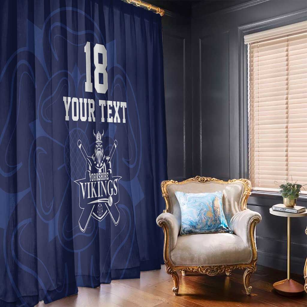 Custom Yorkshire Viking Spirit Window Curtain White Rose of York Navy Version - Wonder Print Shop