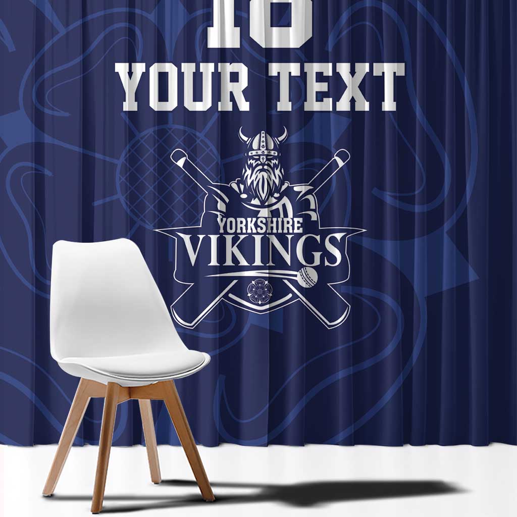 Custom Yorkshire Viking Spirit Window Curtain White Rose of York Navy Version - Wonder Print Shop