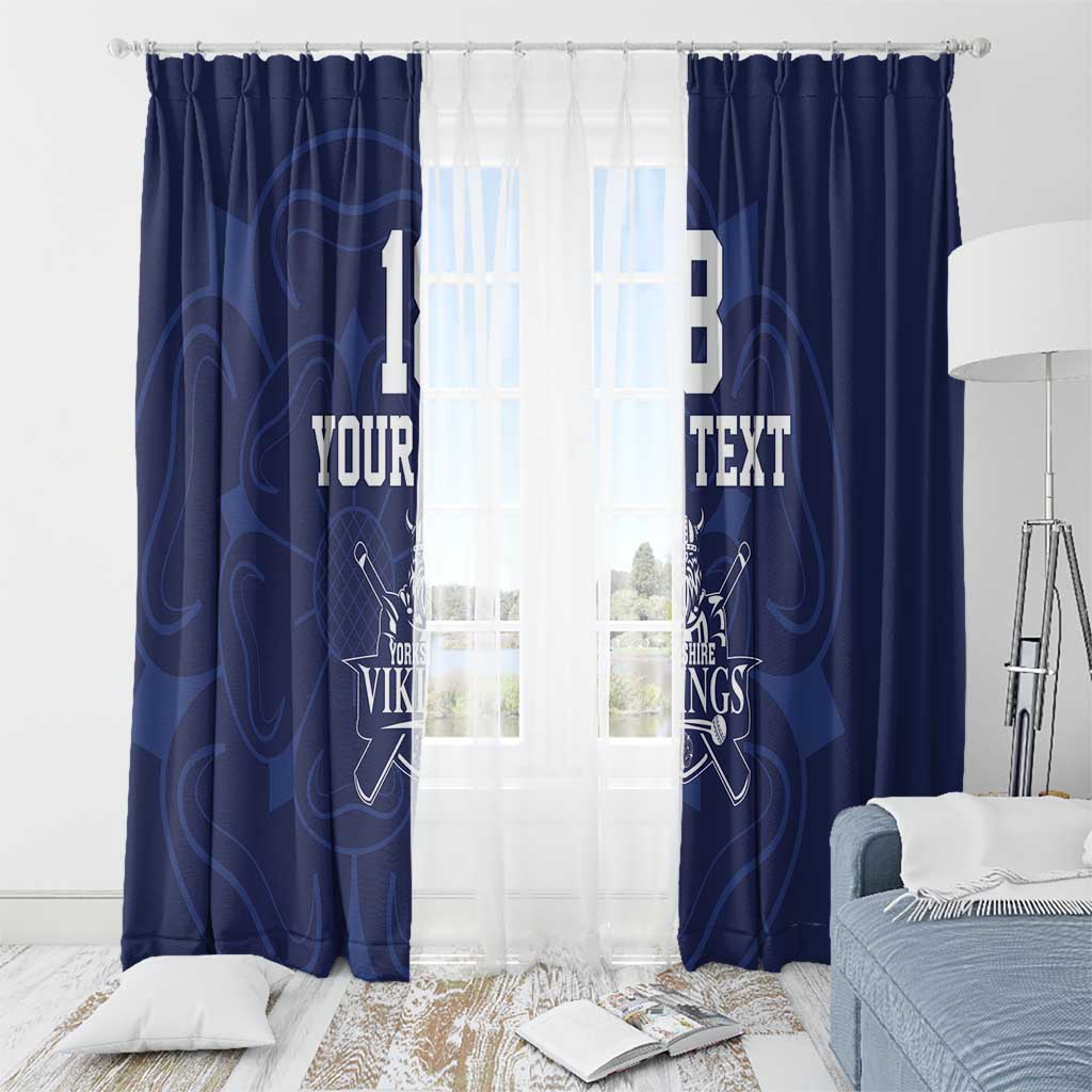 Custom Yorkshire Viking Spirit Window Curtain White Rose of York Navy Version - Wonder Print Shop