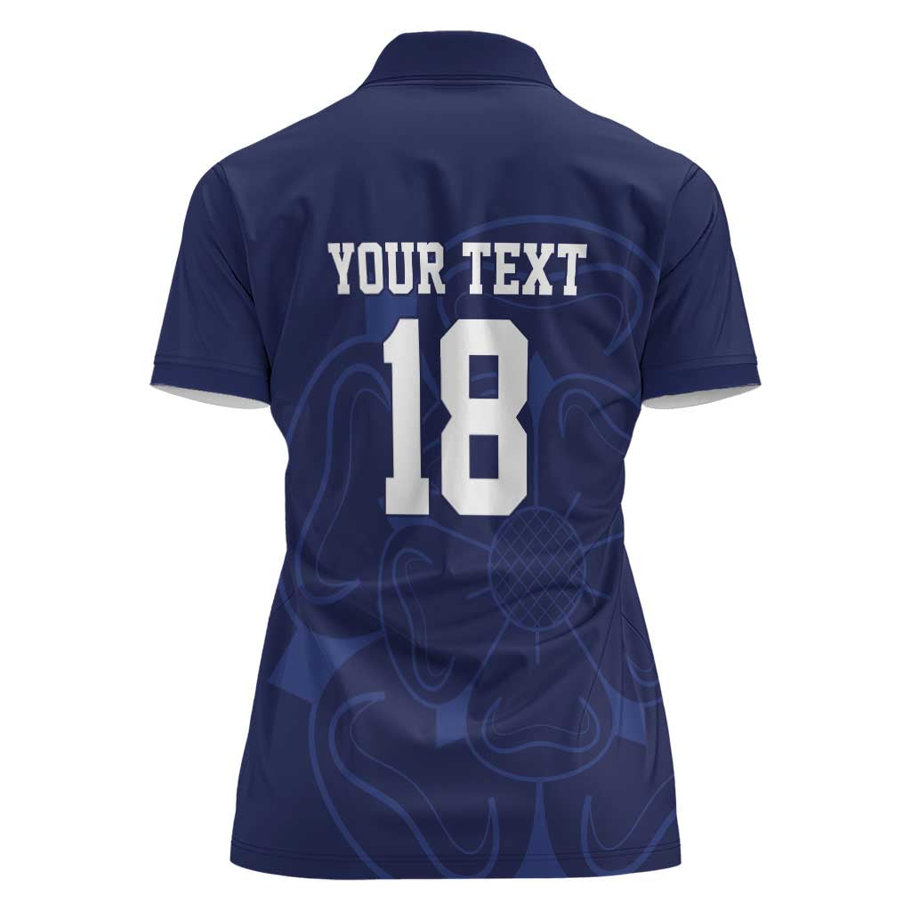 Custom Yorkshire Viking Spirit Women Polo Shirt White Rose of York Navy Version - Wonder Print Shop