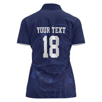 Custom Yorkshire Viking Spirit Women Polo Shirt White Rose of York Navy Version - Wonder Print Shop
