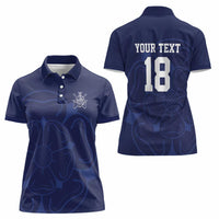 Custom Yorkshire Viking Spirit Women Polo Shirt White Rose of York Navy Version - Wonder Print Shop