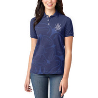 Custom Yorkshire Viking Spirit Women Polo Shirt White Rose of York Navy Version - Wonder Print Shop