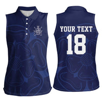 Custom Yorkshire Viking Spirit Women Sleeveless Polo Shirt White Rose of York Navy Version - Wonder Print Shop