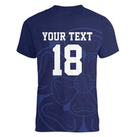 Custom Yorkshire Viking Spirit Women V-Neck T-Shirt White Rose of York Navy Version - Wonder Print Shop
