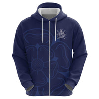 Custom Yorkshire Viking Spirit Zip Hoodie White Rose of York Navy Version - Wonder Print Shop