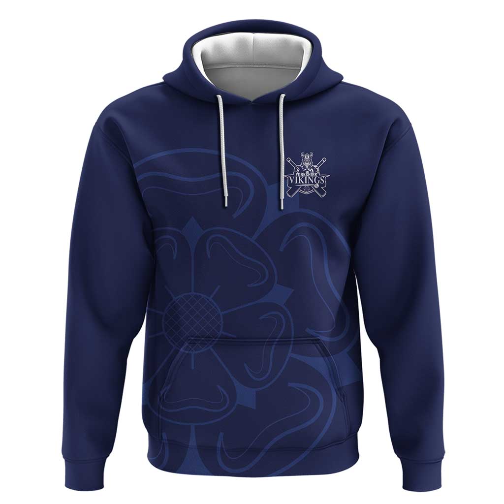 Custom Yorkshire Viking Spirit Zip Hoodie White Rose of York Navy Version - Wonder Print Shop