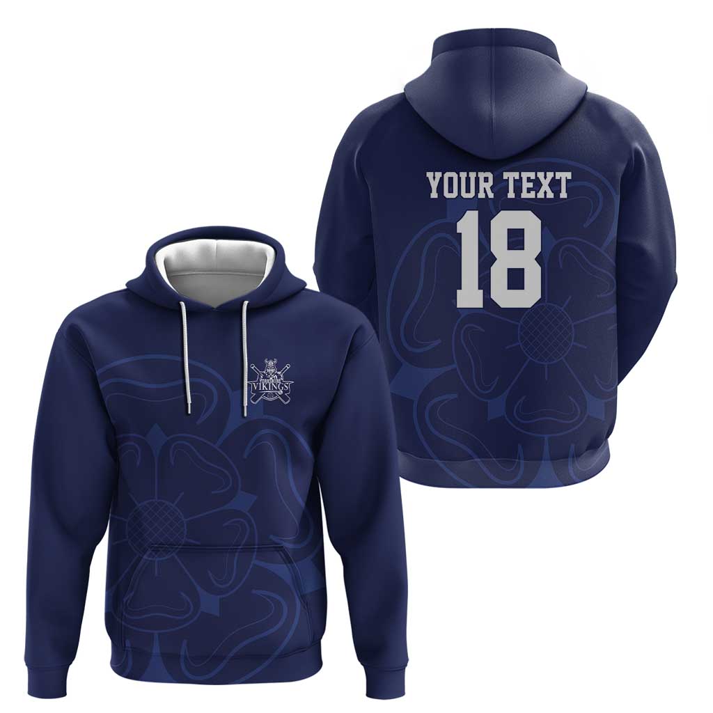Custom Yorkshire Viking Spirit Zip Hoodie White Rose of York Navy Version - Wonder Print Shop