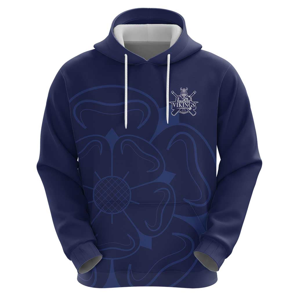 Custom Yorkshire Viking Spirit Zip Hoodie White Rose of York Navy Version - Wonder Print Shop