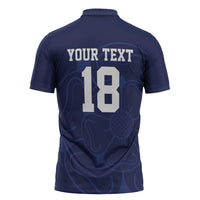 Custom Yorkshire Viking Spirit Zipper Polo Shirt White Rose of York Navy Version - Wonder Print Shop