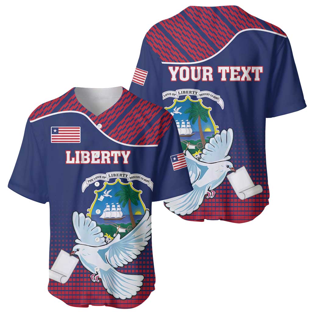 Personalized Liberia White Dove With A Scroll Baseball Jersey Coat Of Arms - Wonder Print Shop
