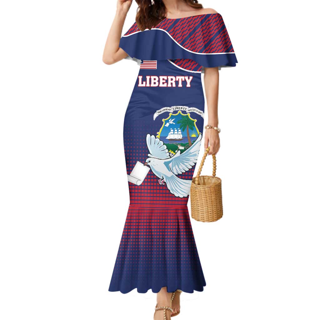 Personalized Liberia White Dove With A Scroll Family Matching Mermaid Dress and Hawaiian Shirt Coat Of Arms - Wonder Print Shop