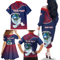 Personalized Liberia White Dove With A Scroll Family Matching Off The Shoulder Long Sleeve Dress and Hawaiian Shirt Coat Of Arms - Wonder Print Shop