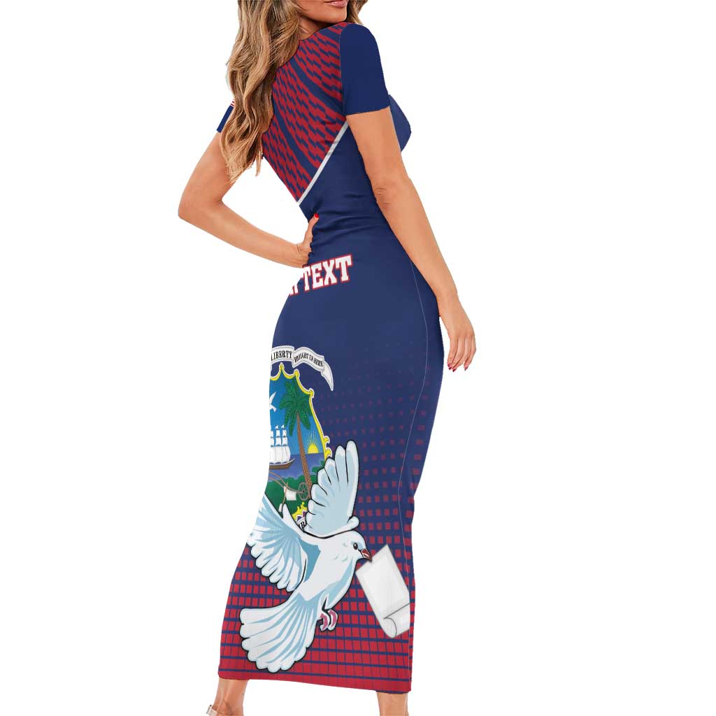 Personalized Liberia White Dove With A Scroll Family Matching Short Sleeve Bodycon Dress and Hawaiian Shirt Coat Of Arms - Wonder Print Shop