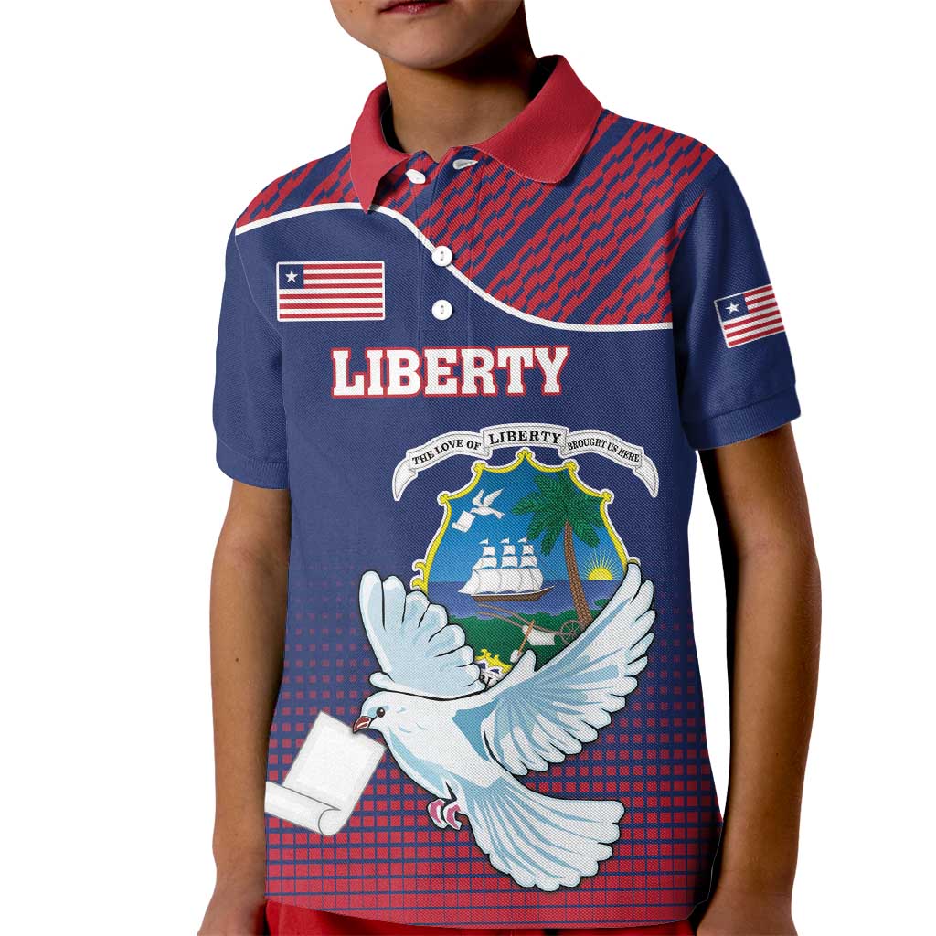 Personalized Liberia White Dove With A Scroll Kid Polo Shirt Coat Of Arms - Wonder Print Shop