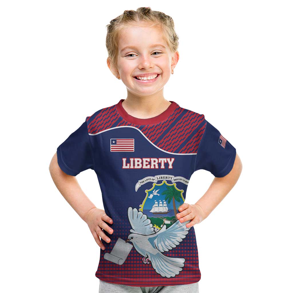 Personalized Liberia White Dove With A Scroll Kid T Shirt Coat Of Arms - Wonder Print Shop