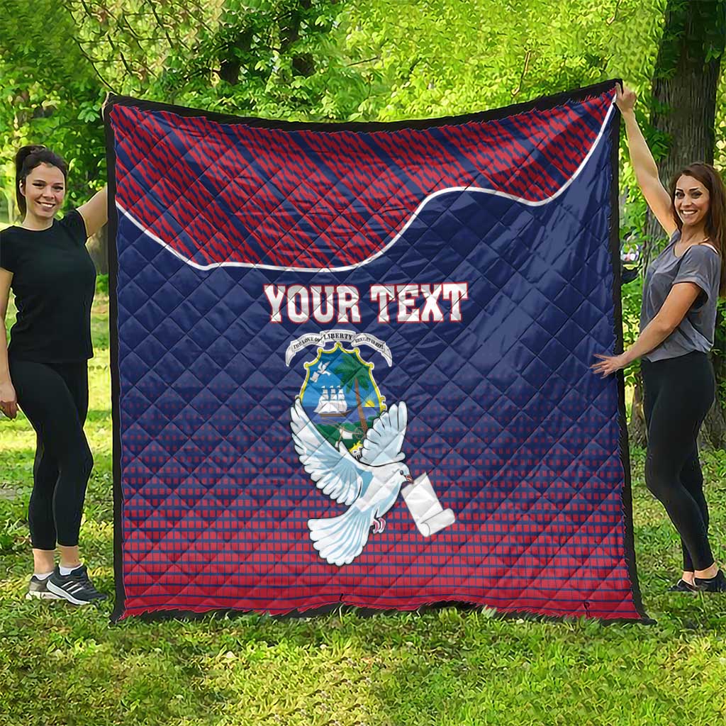 Personalized Liberia White Dove With A Scroll Quilt Coat Of Arms - Wonder Print Shop