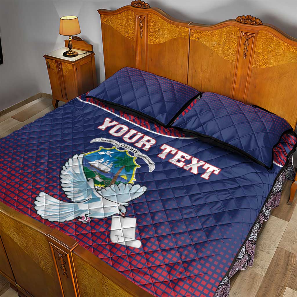 Personalized Liberia White Dove With A Scroll Quilt Bed Set Coat Of Arms - Wonder Print Shop