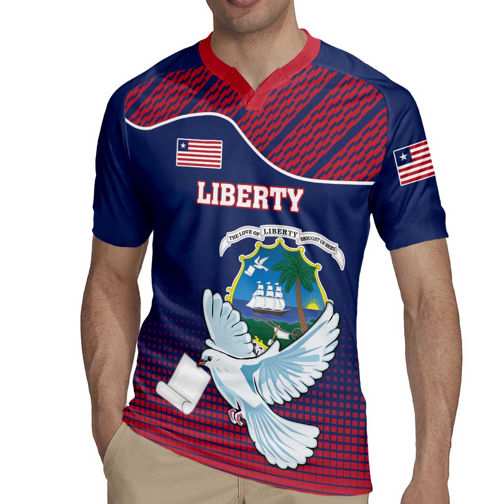 Personalized Liberia White Dove With A Scroll Rugby Jersey Coat Of Arms - Wonder Print Shop