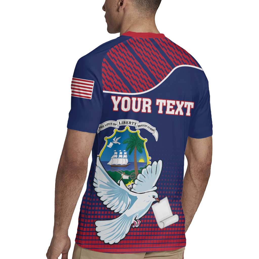 Personalized Liberia White Dove With A Scroll Rugby Jersey Coat Of Arms - Wonder Print Shop