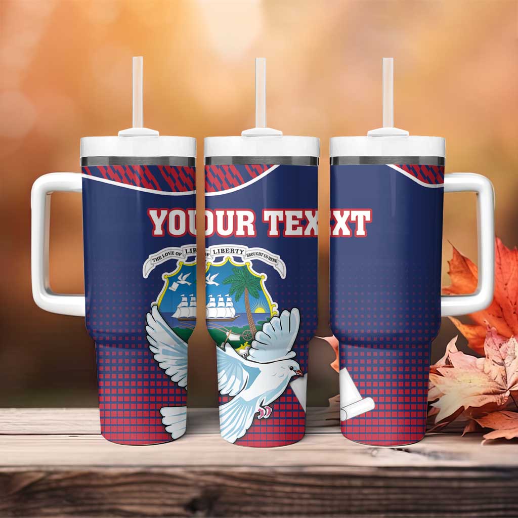 Personalized Liberia White Dove With A Scroll Tumbler With Handle Coat Of Arms - Wonder Print Shop