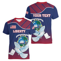 Personalized Liberia White Dove With A Scroll Women V-Neck T-Shirt Coat Of Arms - Wonder Print Shop