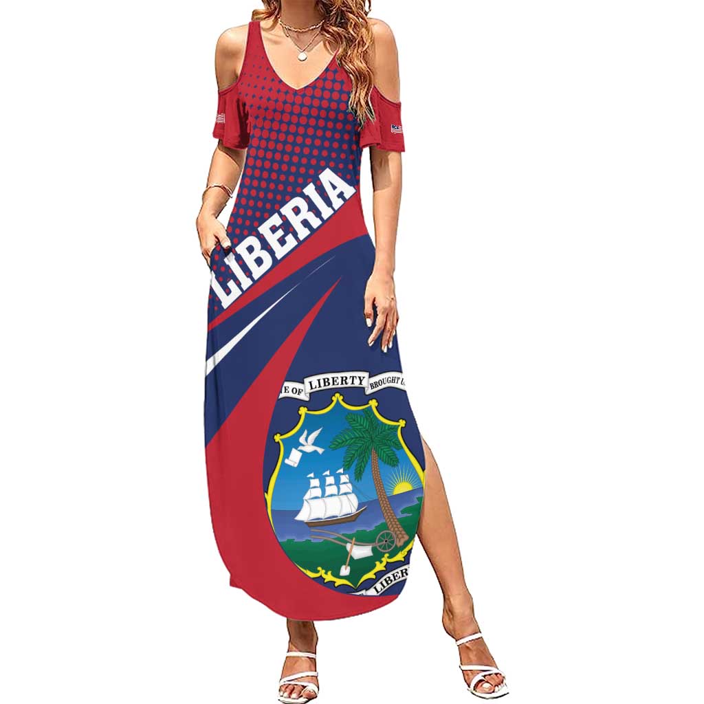Liberia Coat Of Arms Family Matching Summer Maxi Dress and Hawaiian Shirt Red Version - Wonder Print Shop