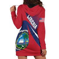 Liberia Coat Of Arms Hoodie Dress Red Version - Wonder Print Shop
