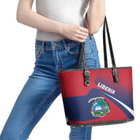 Liberia Coat Of Arms Leather Tote Bag Red Version - Wonder Print Shop