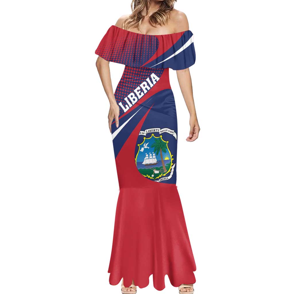 Liberia Coat Of Arms Mermaid Dress Red Version - Wonder Print Shop