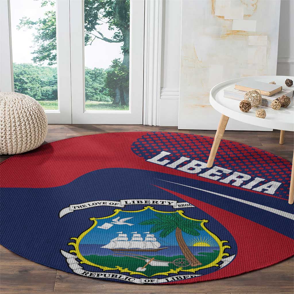Liberia Coat Of Arms Round Carpet Red Version