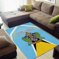 Personalized Saint Lucia Coat Of Arms Area Rug Sent Lisi Flag Style - Wonder Print Shop