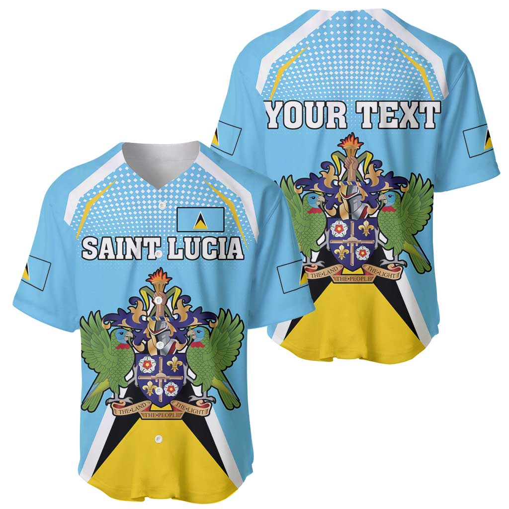Personalized Saint Lucia Coat Of Arms Baseball Jersey Sent Lisi Flag Style - Wonder Print Shop