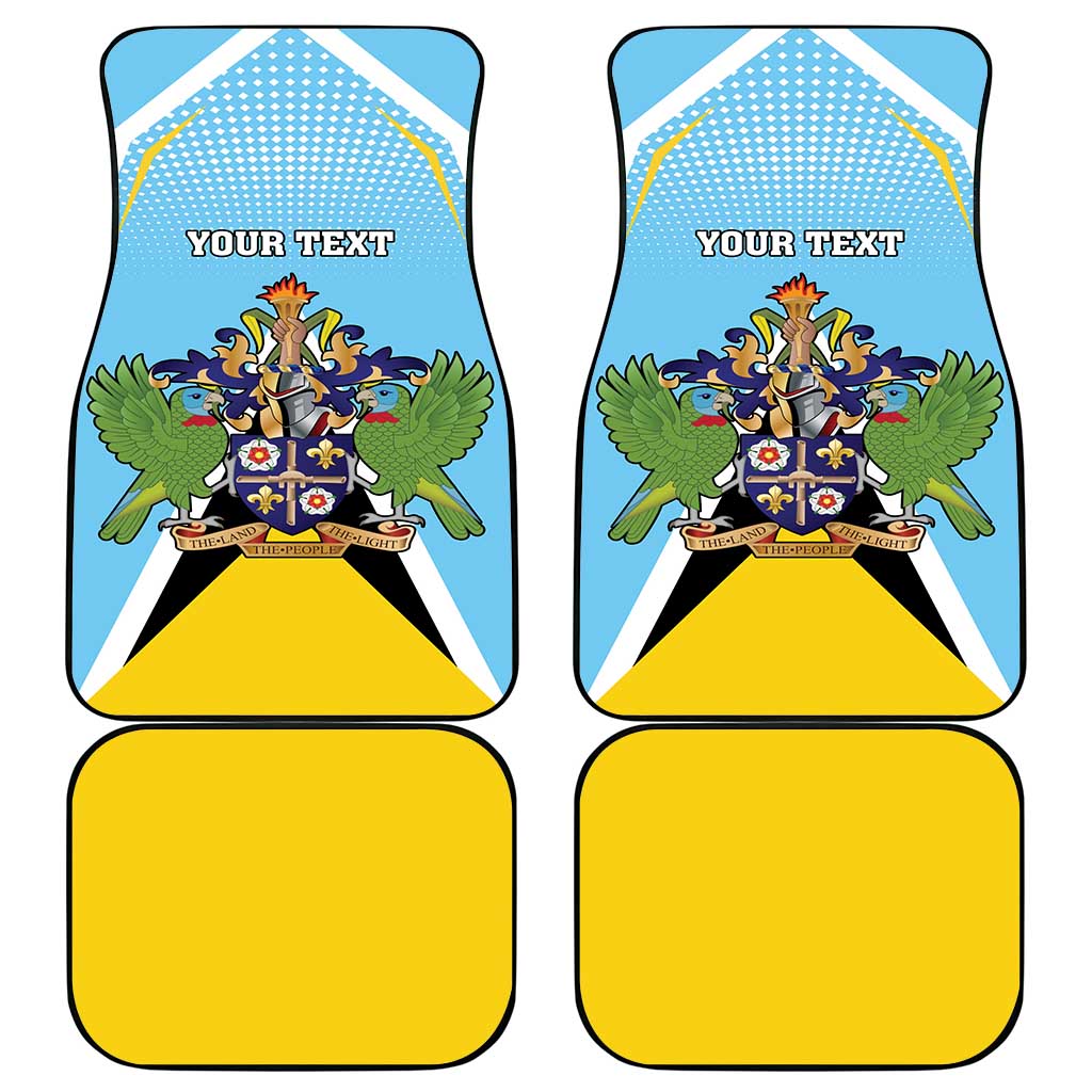 Personalized Saint Lucia Coat Of Arms Car Mats Sent Lisi Flag Style - Wonder Print Shop