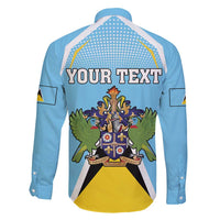 Personalized Saint Lucia Coat Of Arms Family Matching Long Sleeve Bodycon Dress and Hawaiian Shirt Sent Lisi Flag Style - Wonder Print Shop