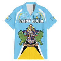 Personalized Saint Lucia Coat Of Arms Family Matching Mermaid Dress and Hawaiian Shirt Sent Lisi Flag Style - Wonder Print Shop