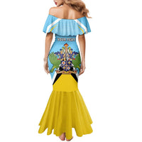 Personalized Saint Lucia Coat Of Arms Family Matching Mermaid Dress and Hawaiian Shirt Sent Lisi Flag Style - Wonder Print Shop