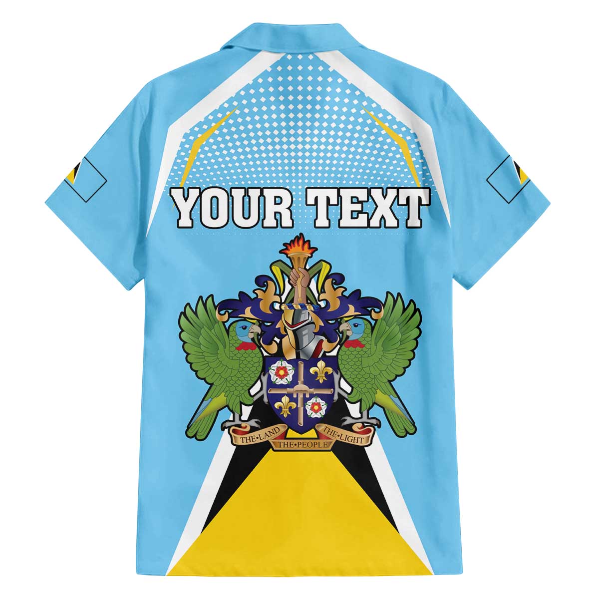 Personalized Saint Lucia Coat Of Arms Family Matching Off Shoulder Short Dress and Hawaiian Shirt Sent Lisi Flag Style - Wonder Print Shop