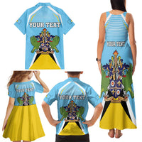 Personalized Saint Lucia Coat Of Arms Family Matching Tank Maxi Dress and Hawaiian Shirt Sent Lisi Flag Style - Wonder Print Shop