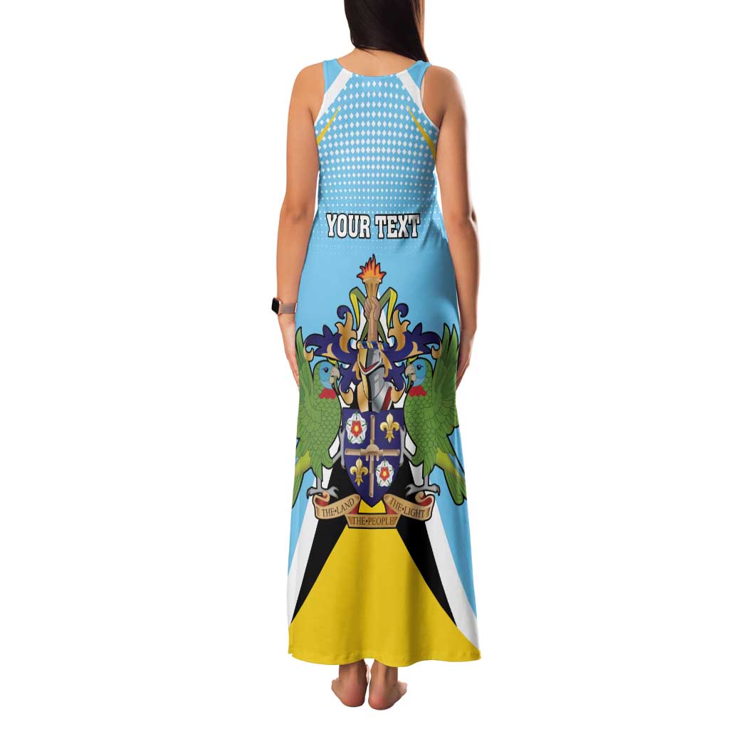 Personalized Saint Lucia Coat Of Arms Family Matching Tank Maxi Dress and Hawaiian Shirt Sent Lisi Flag Style - Wonder Print Shop