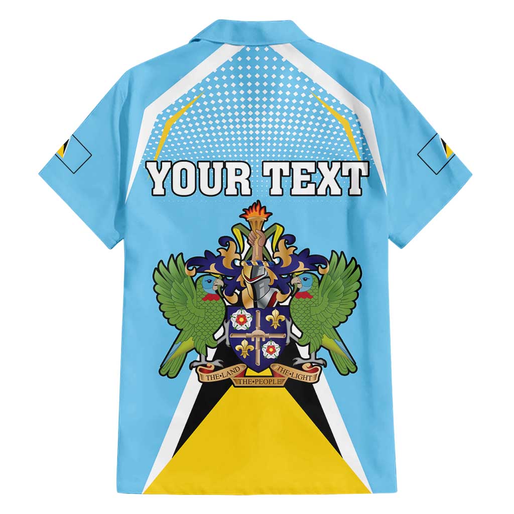Personalized Saint Lucia Coat Of Arms Hawaiian Shirt Sent Lisi Flag Style - Wonder Print Shop