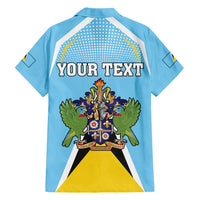 Personalized Saint Lucia Coat Of Arms Hawaiian Shirt Sent Lisi Flag Style - Wonder Print Shop
