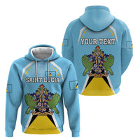 Personalized Saint Lucia Coat Of Arms Hoodie Sent Lisi Flag Style - Wonder Print Shop